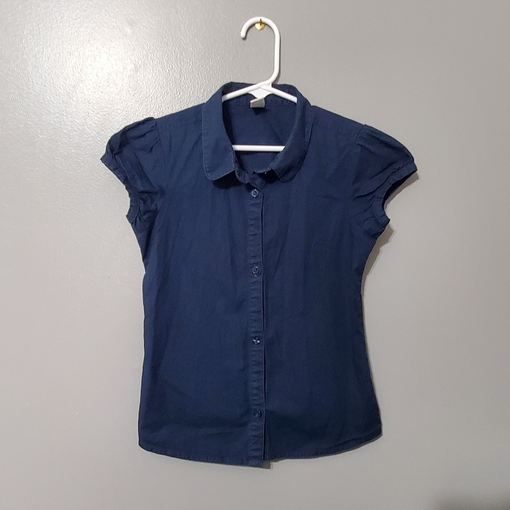Old Navy Fitted Blue Blouse Uniform Girl's Size Small